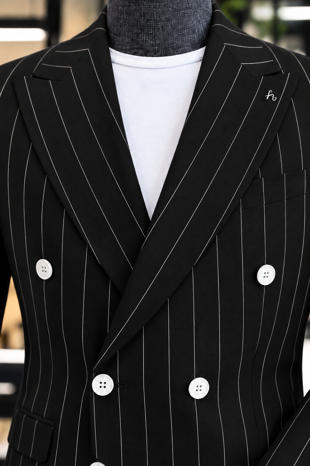 Black Striped Double Breasted Blazer by Italian Vega (Special Edition)