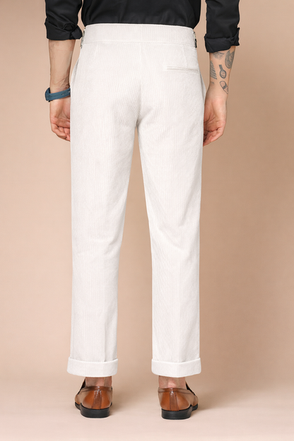 Snow White Corduroy Classic Buckle Gurkha Pants | Boot Cut Fit by ITALIAN VEGA®