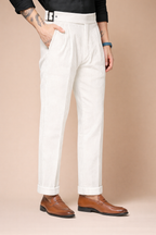 Snow White Corduroy Classic Buckle Gurkha Pants | Boot Cut Fit by ITALIAN VEGA®
