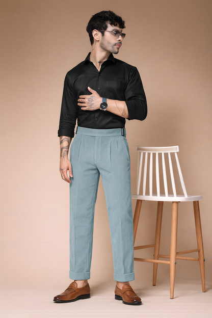 Sage Green Corduroy Classic Buckle Gurkha Pants | Boot Cut Fit by ITALIAN VEGA®