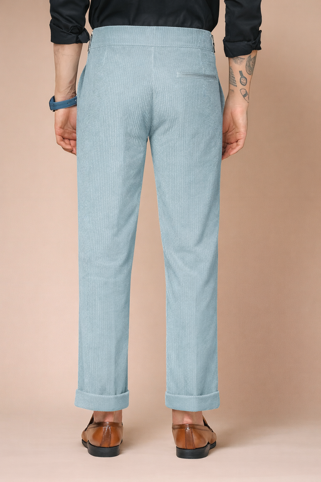 Sage Green Corduroy Classic Buckle Gurkha Pants | Boot Cut Fit by ITALIAN VEGA®