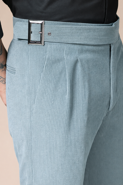 Sage Green Corduroy Classic Buckle Gurkha Pants | Boot Cut Fit by ITALIAN VEGA®