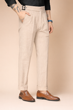 Beige Corduroy Classic Buckle Gurkha Pants | Boot Cut Fit by ITALIAN VEGA®