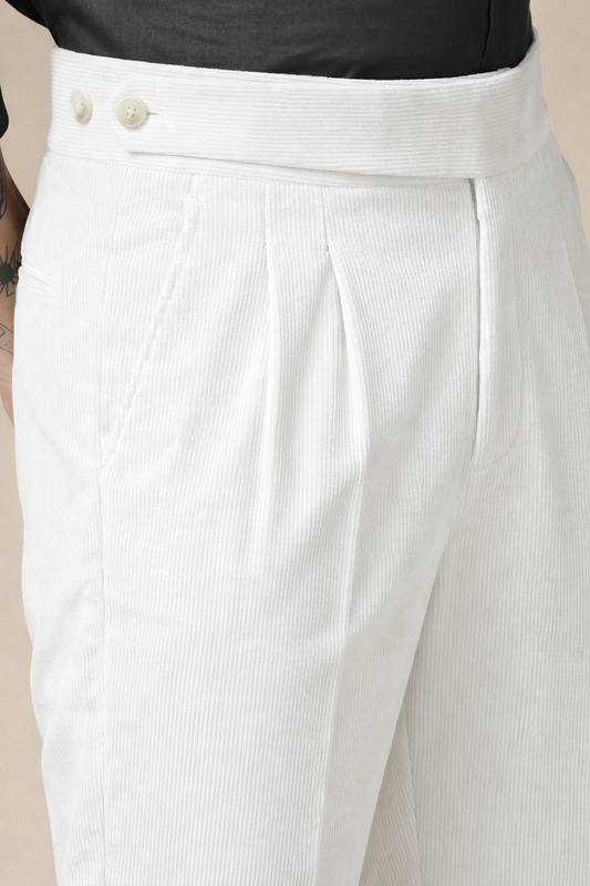 Snow White Corduroy Classic Button Gurkha Pants | Boot Cut Fit by ITALIAN VEGA®