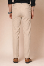 Beige Corduroy Classic Button Gurkha Pants | Boot Cut Fit by ITALIAN VEGA®