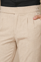 Beige Corduroy Classic Button Gurkha Pants | Boot Cut Fit by ITALIAN VEGA®