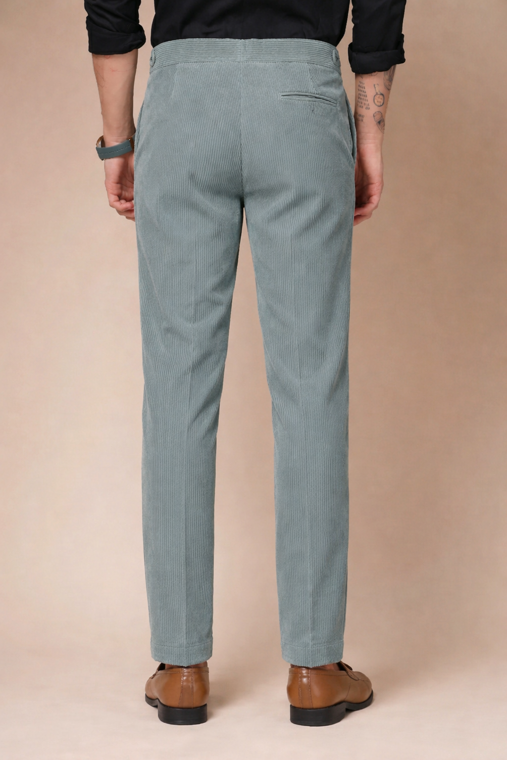 Sage Green Corduroy Classic Button Gurkha Pants | Boot Cut Fit by ITALIAN VEGA®