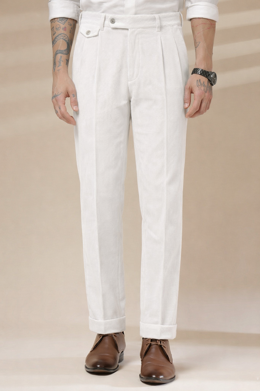 Snow White Corduroy Signature Flap Gurkha Pants | Boot Cut Fit by ITALIAN VEGA®