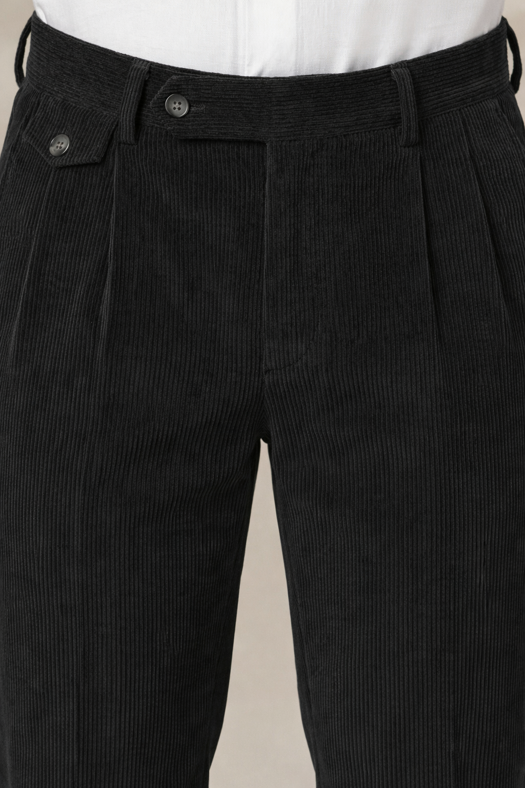 Black Corduroy Signature Flap Gurkha Pants | Boot Cut Fit by ITALIAN VEGA®