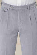 Light Grey Corduroy Signature Flap Gurkha Pants | Boot Cut Fit by ITALIAN VEGA®