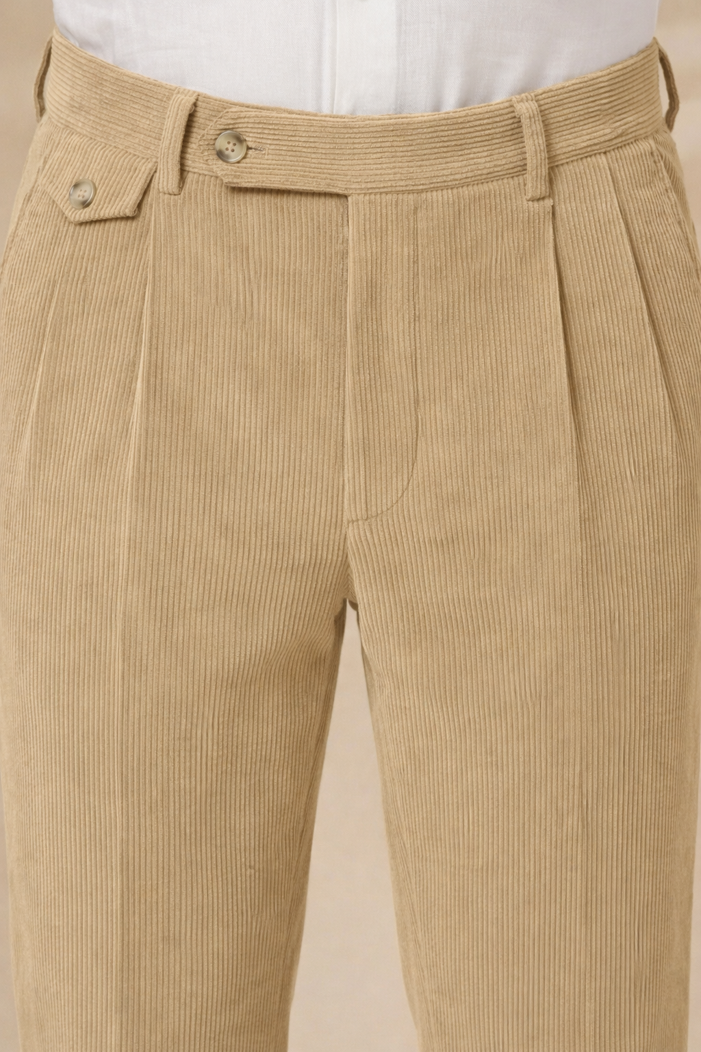 Khakhi Corduroy Signature Flap Gurkha Pants | Boot Cut Fit by ITALIAN VEGA®