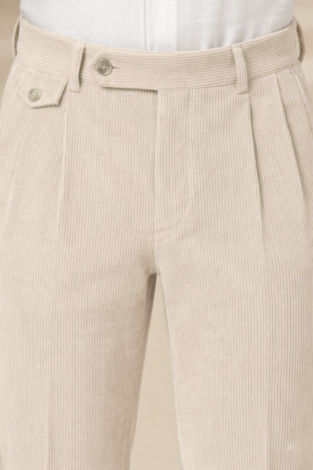 Beige Corduroy Signature Flap Gurkha Pants | Boot Cut Fit by ITALIAN VEGA®