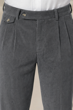 Dark Grey Corduroy Signature Flap Gurkha Pants | Boot Cut Fit by ITALIAN VEGA®