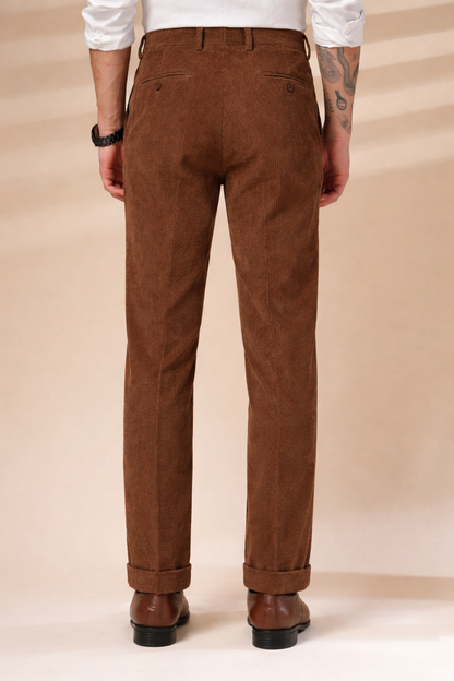 Brown Corduroy Signature Flap Gurkha Pants | Boot Cut Fit by ITALIAN VEGA®
