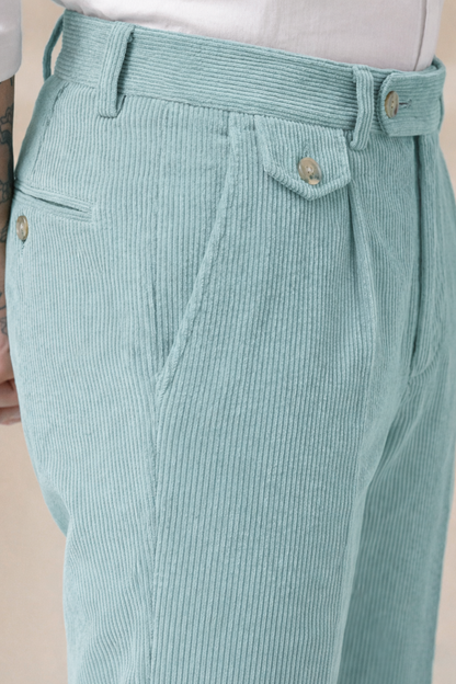 Sage Green Corduroy Signature Flap Gurkha Pants | Boot Cut Fit by ITALIAN VEGA®