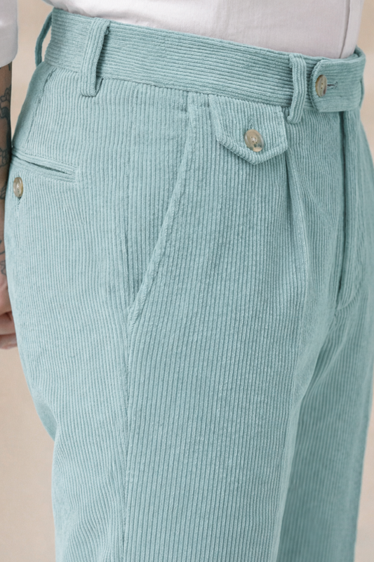 Sage Green Corduroy Signature Flap Gurkha Pants | Boot Cut Fit by ITALIAN VEGA®