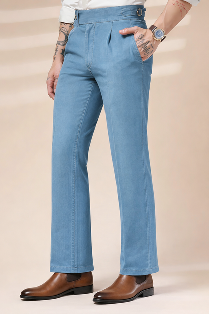 Sky Denim Elegant Gurkha Trouser Pants | Boot Cut Fit by Italian Vega®