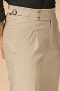 Beige Corduroy Signature Buttoned Gurkha Pants | Boot Cut Fit by ITALIAN VEGA®