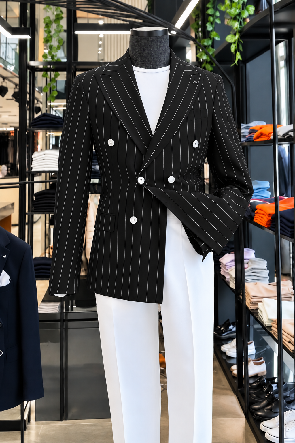 Black Striped Double Breasted Blazer by Italian Vega (Special Edition)