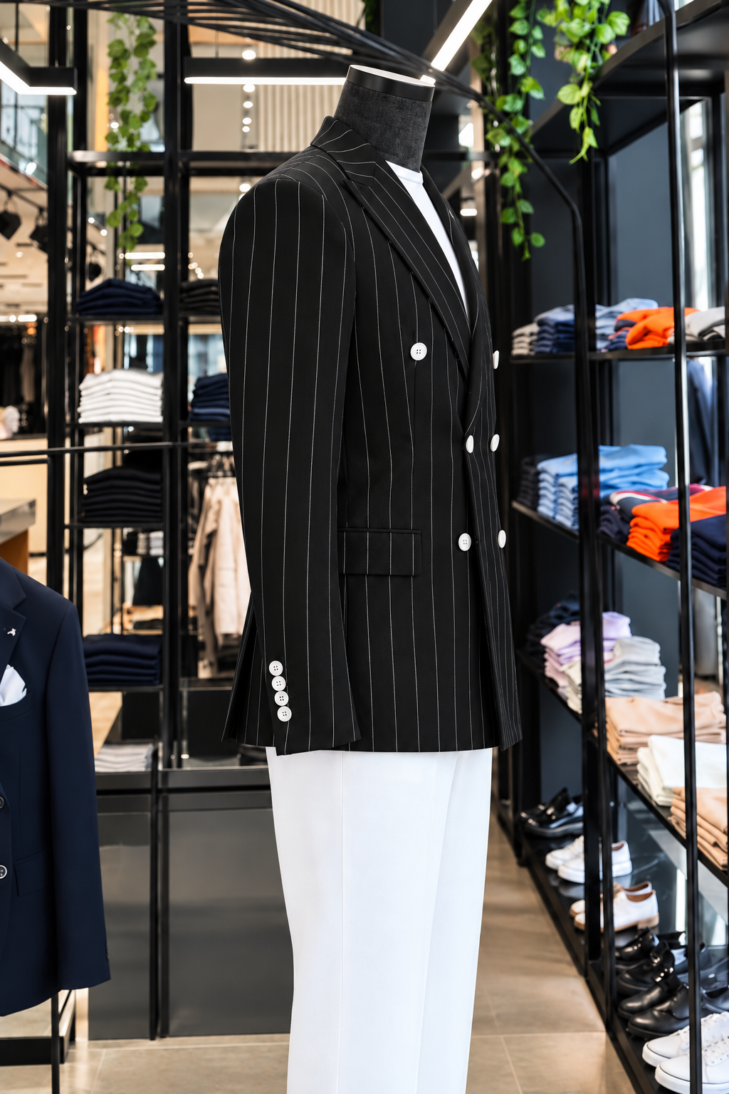 Black Striped Double Breasted Blazer by Italian Vega (Special Edition)