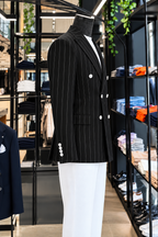 Black Striped Double Breasted Blazer by Italian Vega (Special Edition)