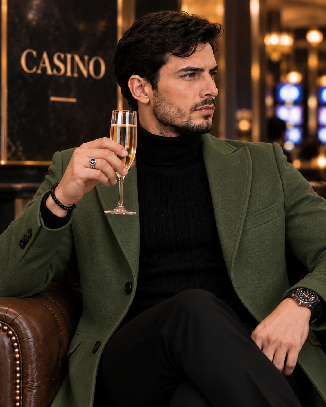 Charleston Dark Green Wool Blend Over Coat by Italian Vega® (Winter Special)