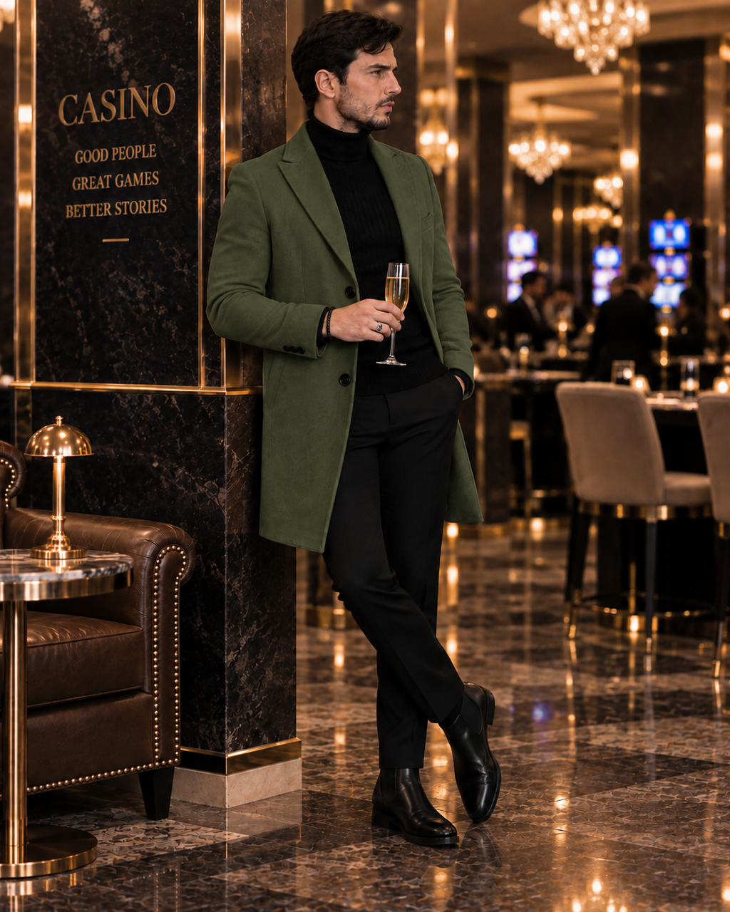 Charleston Dark Green Wool Blend Over Coat by Italian Vega® (Winter Special)