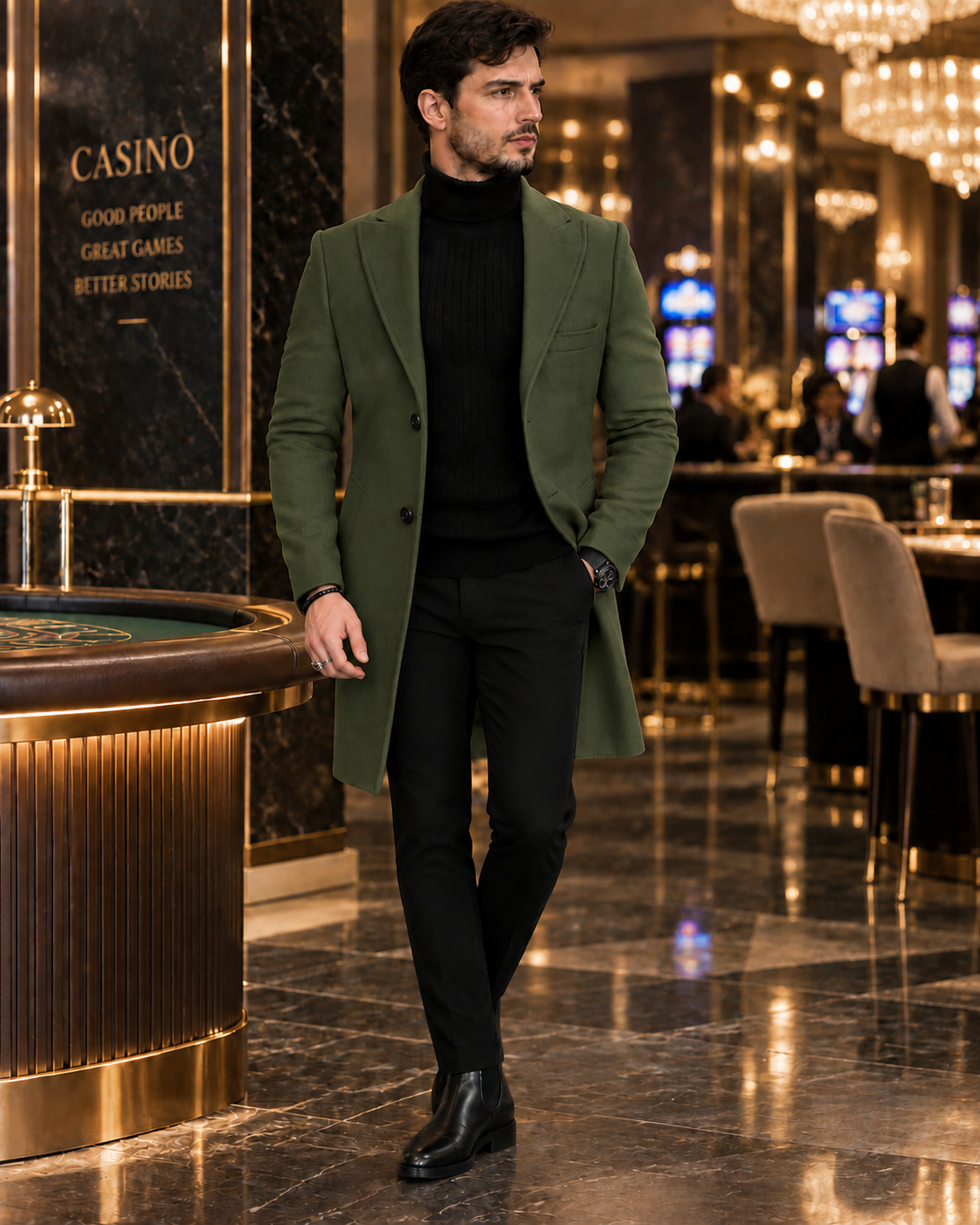 Charleston Dark Green Wool Blend Over Coat by Italian Vega® (Winter Special)