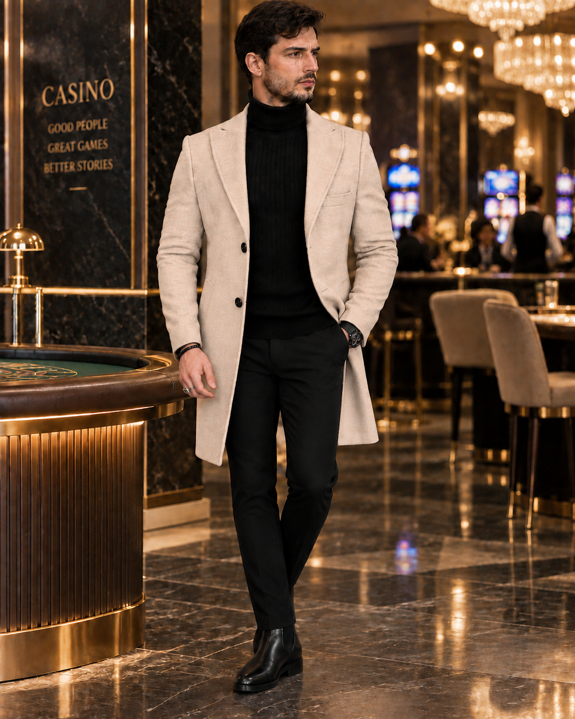 Charleston Beige Wool Blend Over Coat by Italian Vega® (Winter Special)