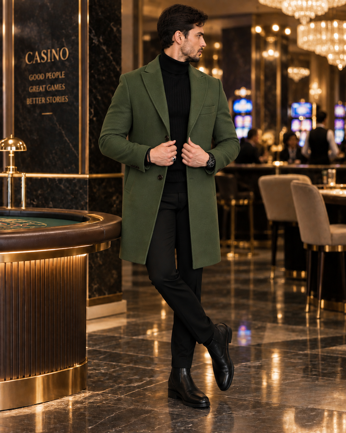 Charleston Dark Green Wool Blend Over Coat by Italian Vega® (Winter Special)