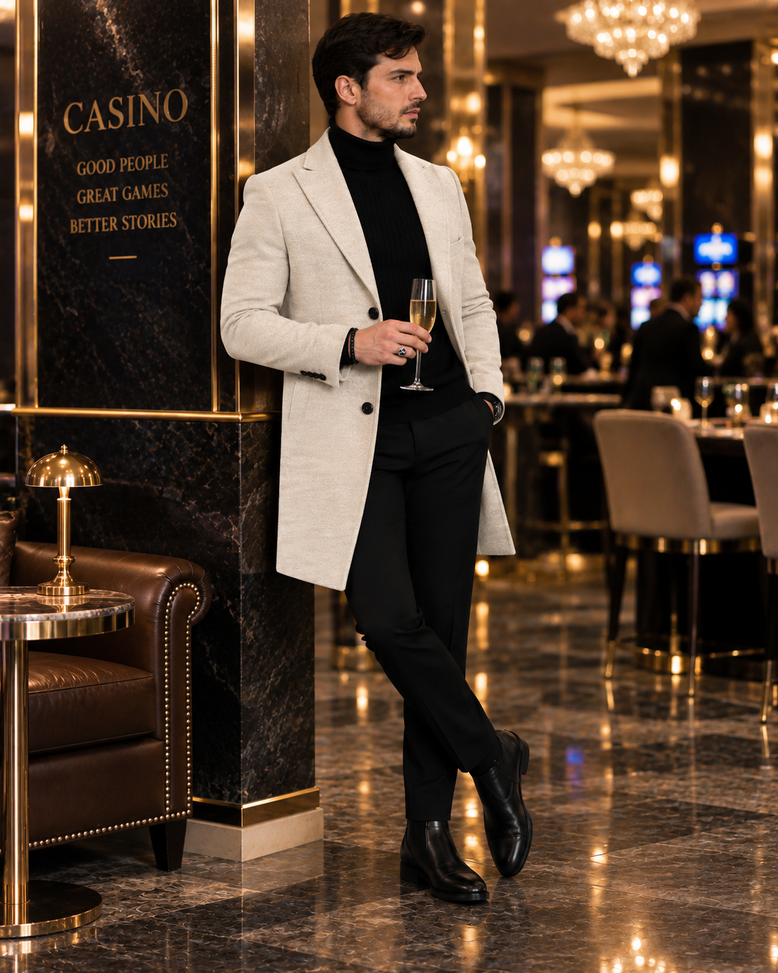 Charleston Beige Wool Blend Over Coat by Italian Vega® (Winter Special)