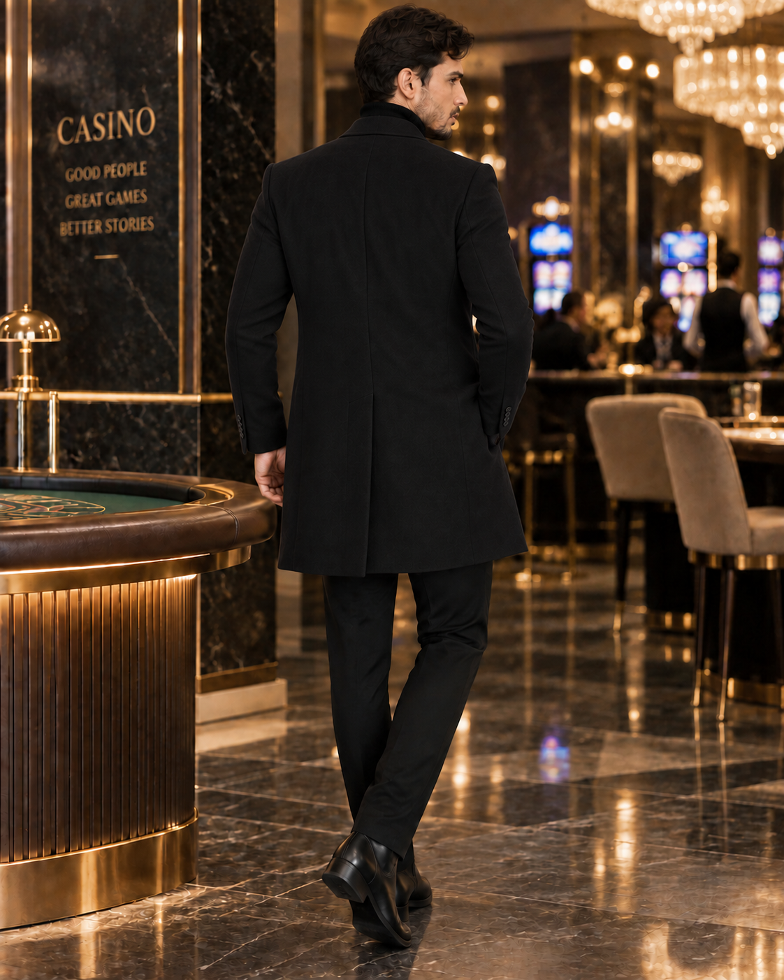 Kingsman Black Double Breasted Over Coat by Italian Vega® (Winter Special)