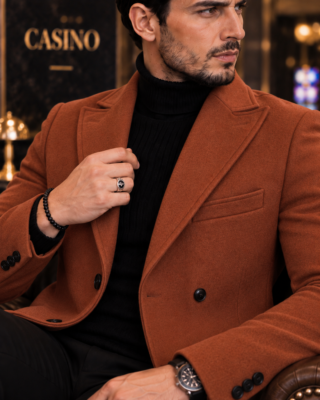 Kingsman Tan Double Breasted OverCoat by Italian Vega® (Winter Special)