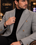 Kingsman Grey Double Breasted Over Coat by Italian Vega® (Winter Special)