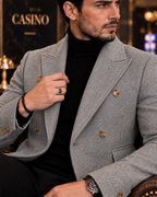 Kingsman Grey Double Breasted Over Coat by Italian Vega® (Winter Special)