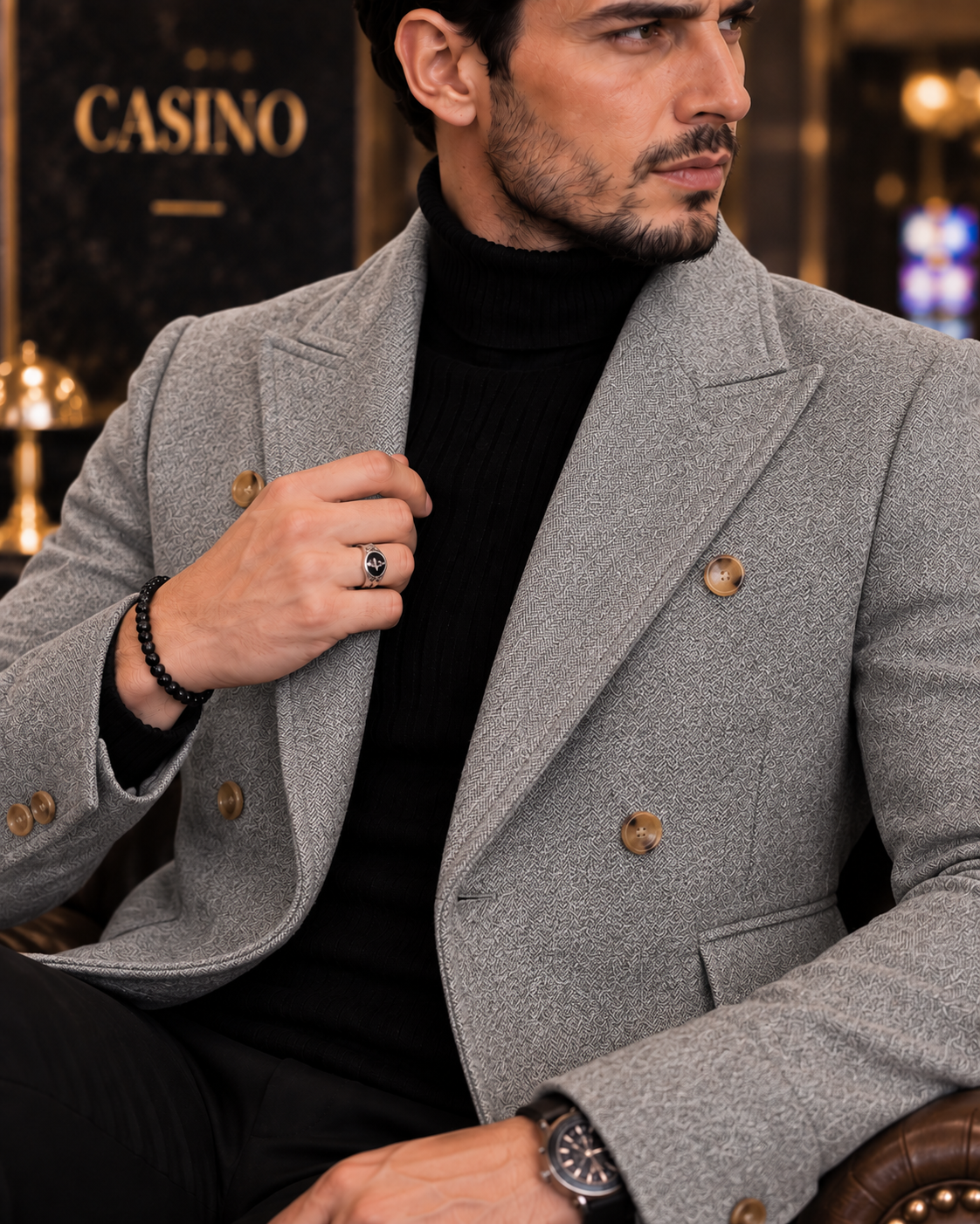 Kingsman Grey Double Breasted Over Coat by Italian Vega® (Winter Special)