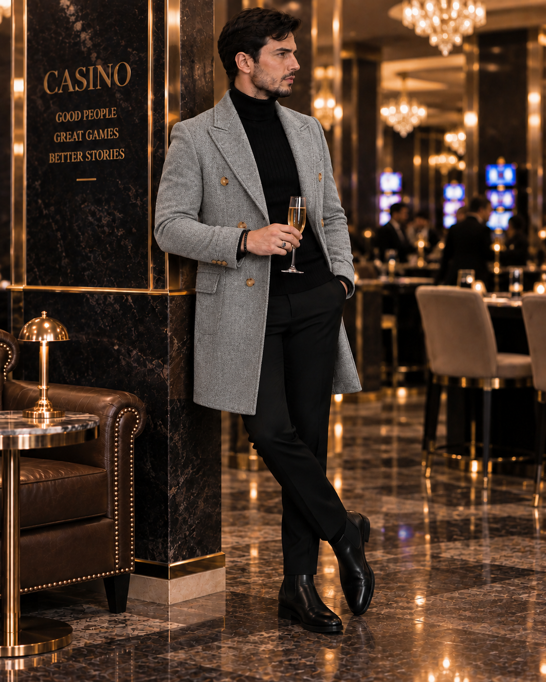 Kingsman Grey Double Breasted Over Coat by Italian Vega® (Winter Special)
