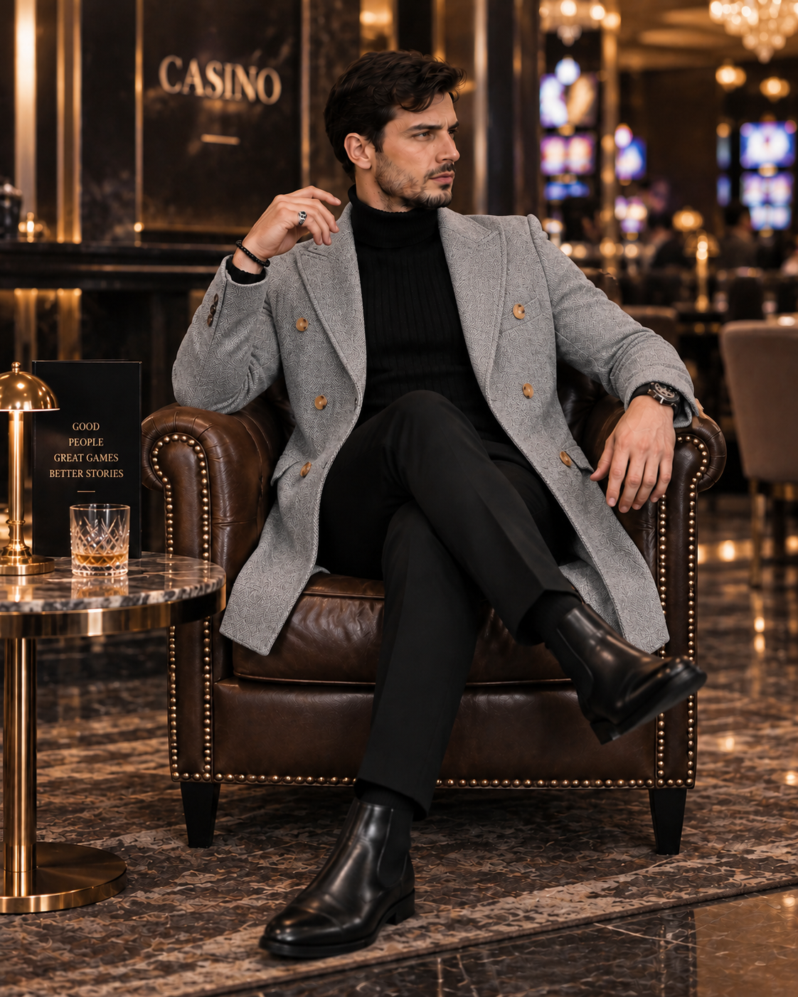 Kingsman Grey Double Breasted Over Coat by Italian Vega® (Winter Special)