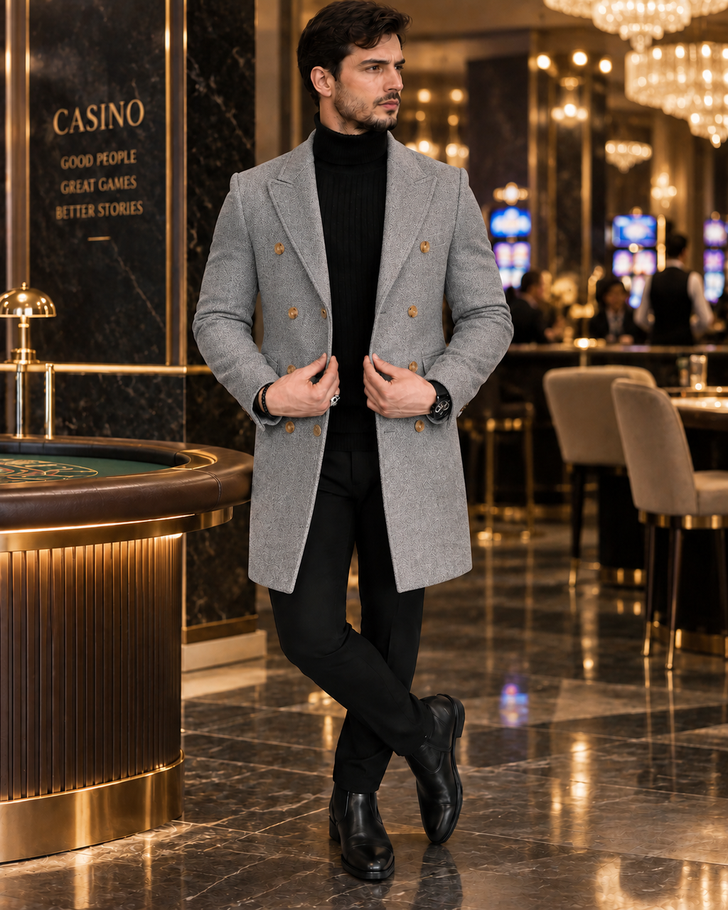 Kingsman Grey Double Breasted Over Coat by Italian Vega® (Winter Special)