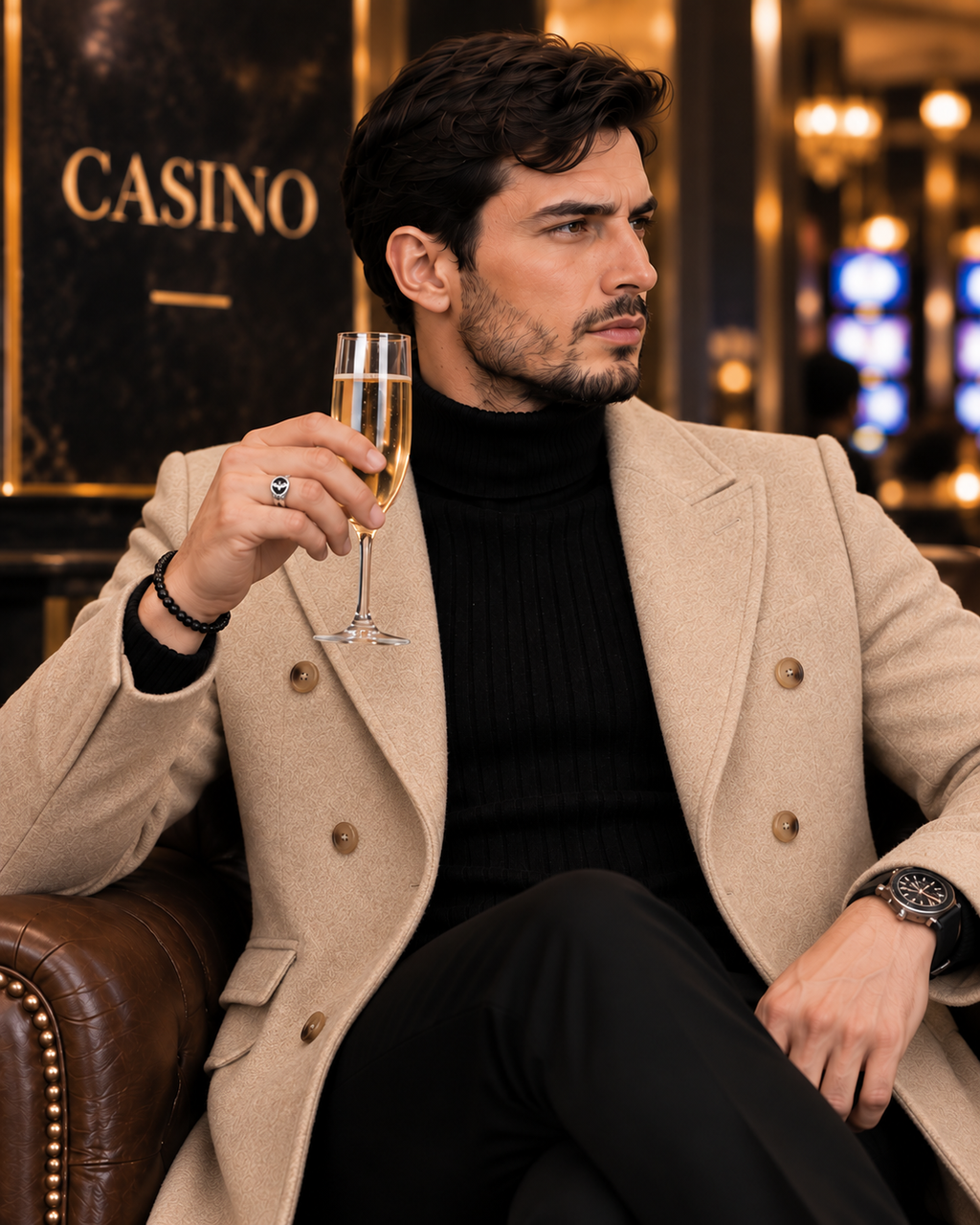 Kingsman Beige Double Breasted Over Coat by Italian Vega® (Winter Special)