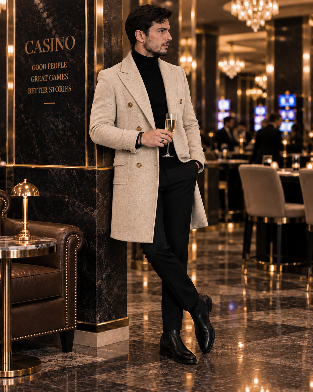 Kingsman Beige Double Breasted Over Coat by Italian Vega® (Winter Special)