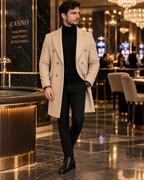 Kingsman Beige Double Breasted Over Coat by Italian Vega® (Winter Special)