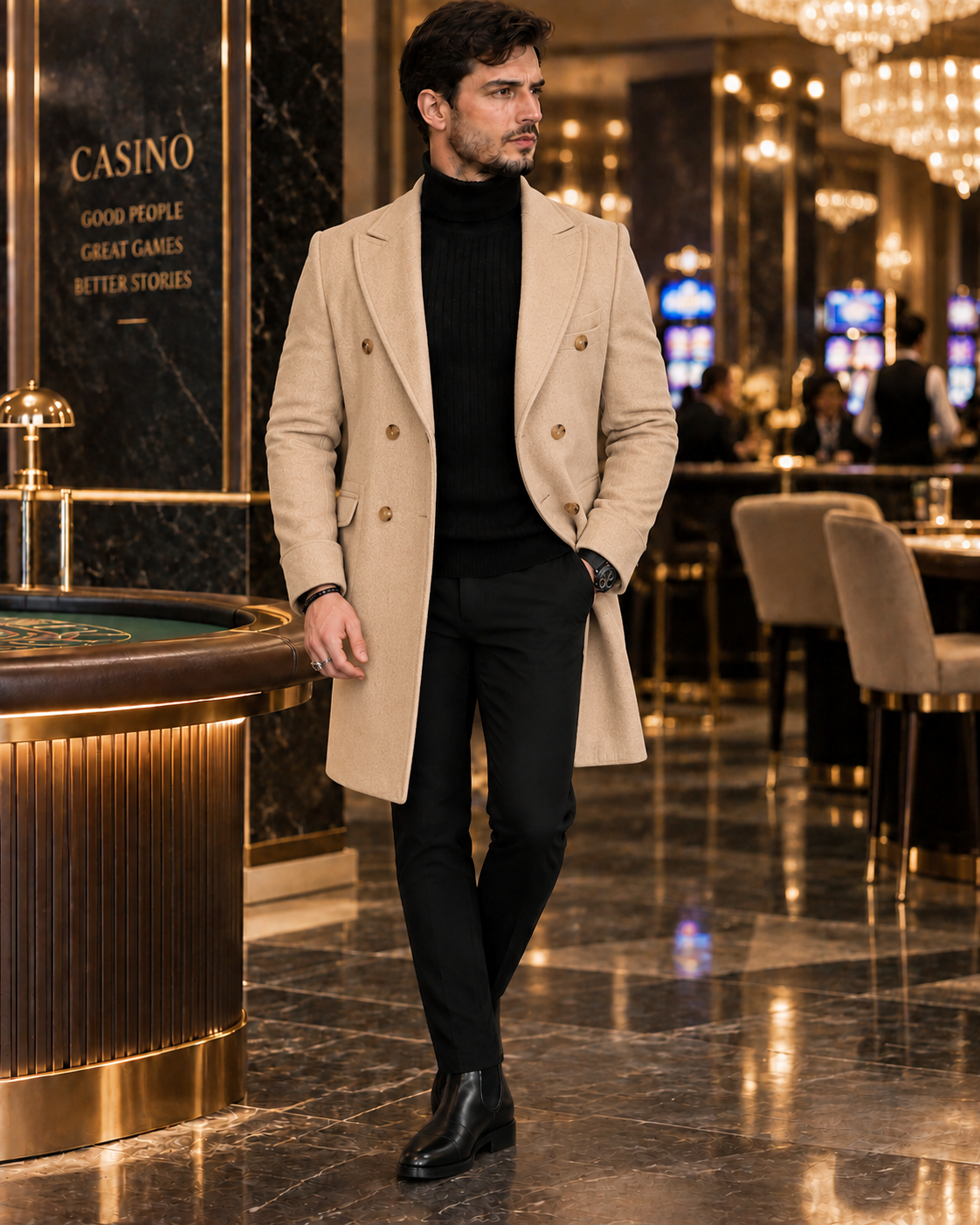 Kingsman Beige Double Breasted Over Coat by Italian Vega® (Winter Special)