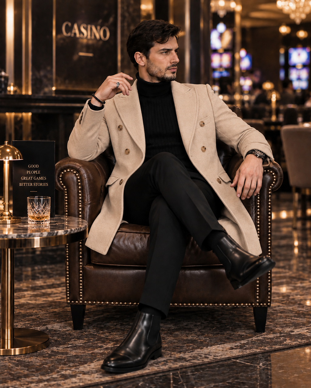 Kingsman Beige Double Breasted Over Coat by Italian Vega® (Winter Special)