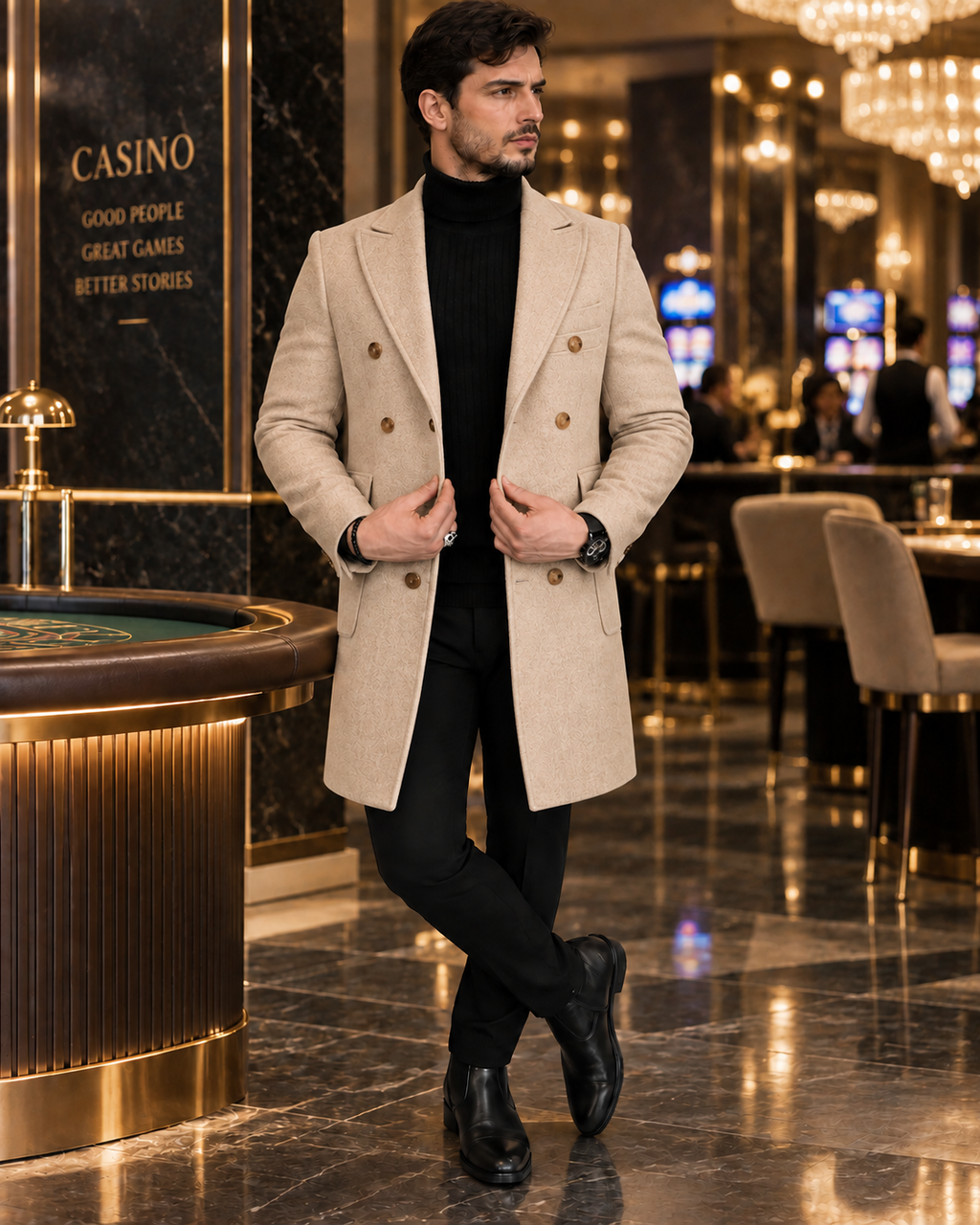 Kingsman Beige Double Breasted Over Coat by Italian Vega® (Winter Special)