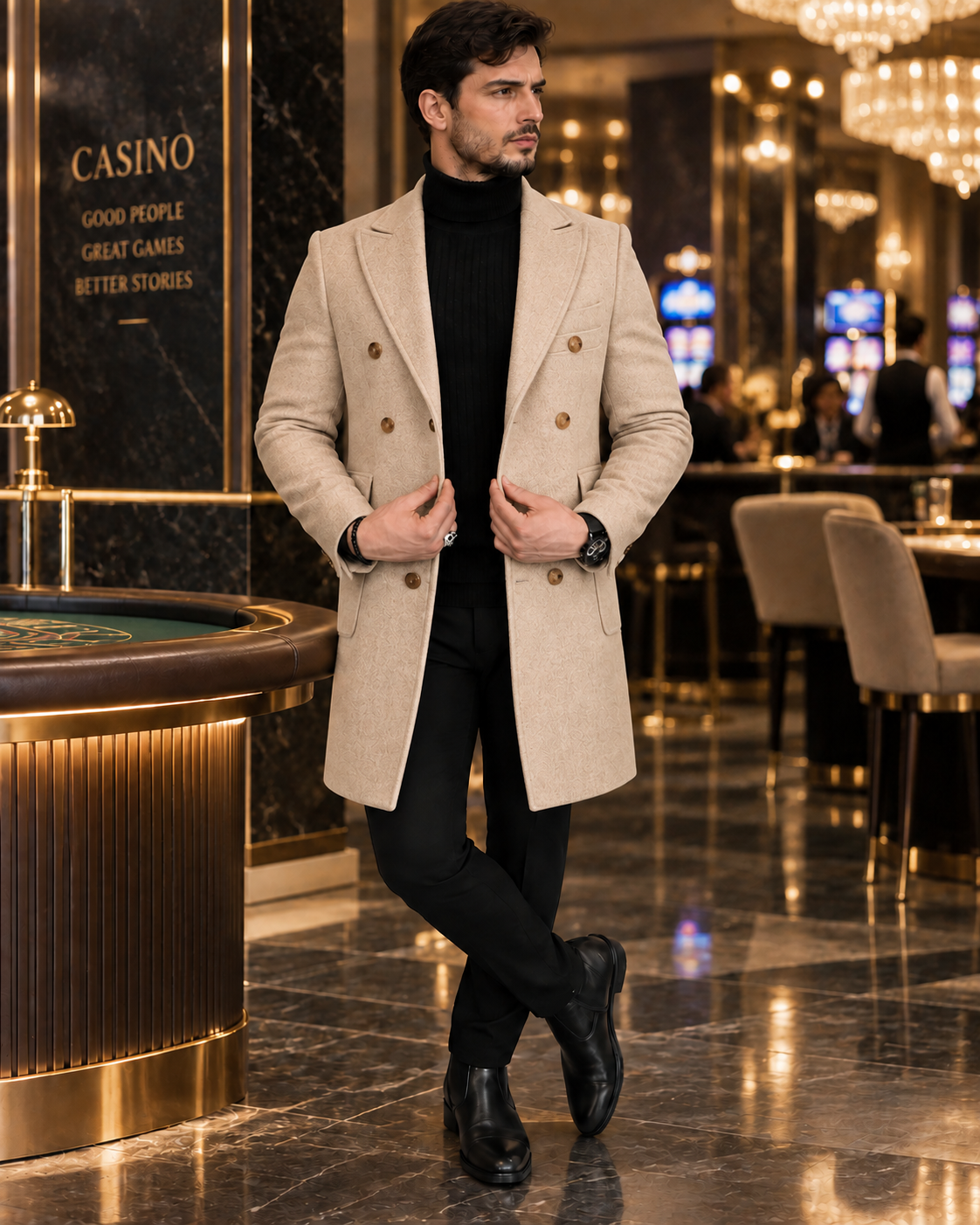 Kingsman Beige Double Breasted Over Coat by Italian Vega® (Winter Special)