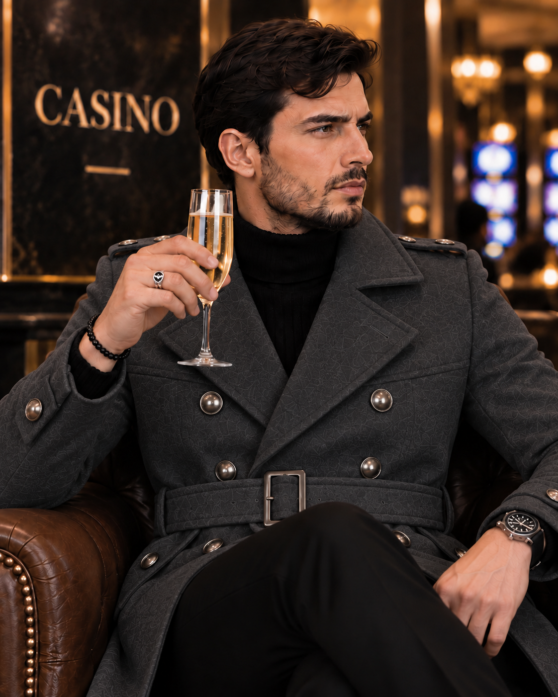 Arctic Charcoal Double Breasted Over Coat by ITALIAN VEGA® (Winter Special)
