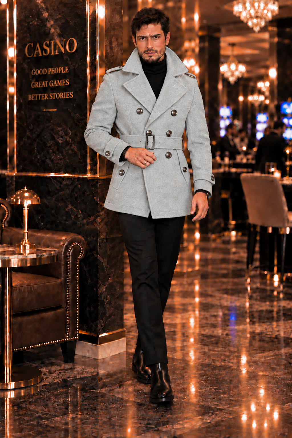 Arctic Ash grey Double Breasted Over Coat by ITALIAN VEGA® (Winter Special)