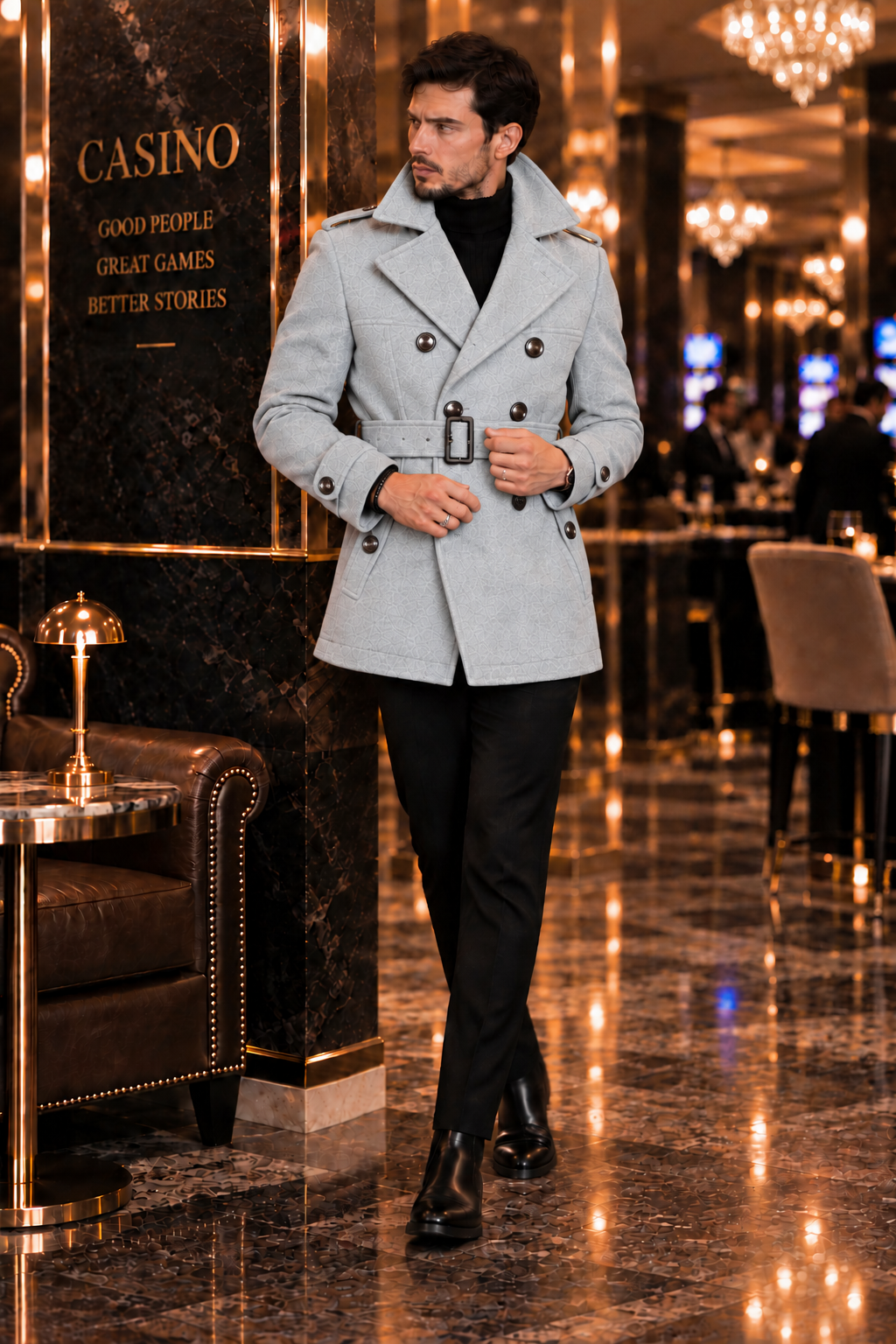 Arctic Ash grey Double Breasted Over Coat by ITALIAN VEGA® (Winter Special)