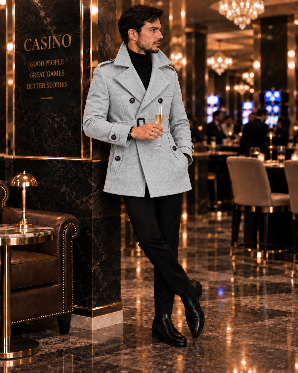 Arctic Ash grey Double Breasted Over Coat by ITALIAN VEGA® (Winter Special)